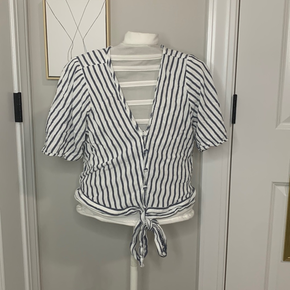 Abercrombie and Fitch button up top with tie.